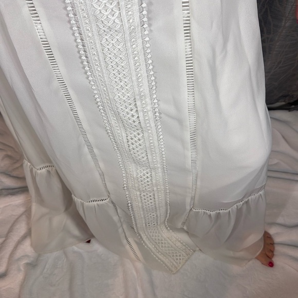 Belle Badgley Mischka White Lace Halter Maxi Dress Size 2 - Picture 7 of 11